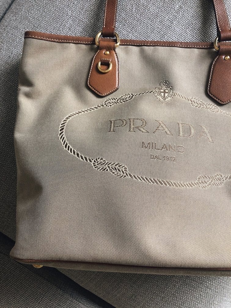 Jacquard Milano Canvas Leather Shoulder Bag (Authentic Pre-Owned)